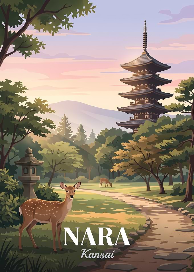 Nara Japan Travel Poster