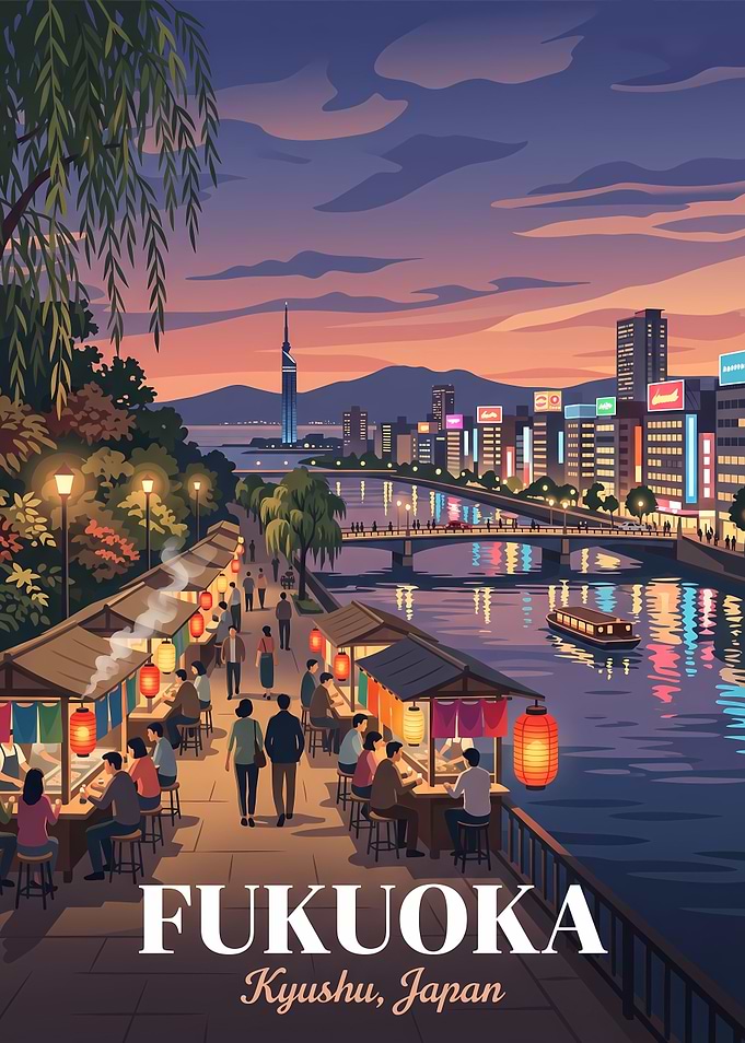 Fukuoka Yatai Food Stalls at Dusk