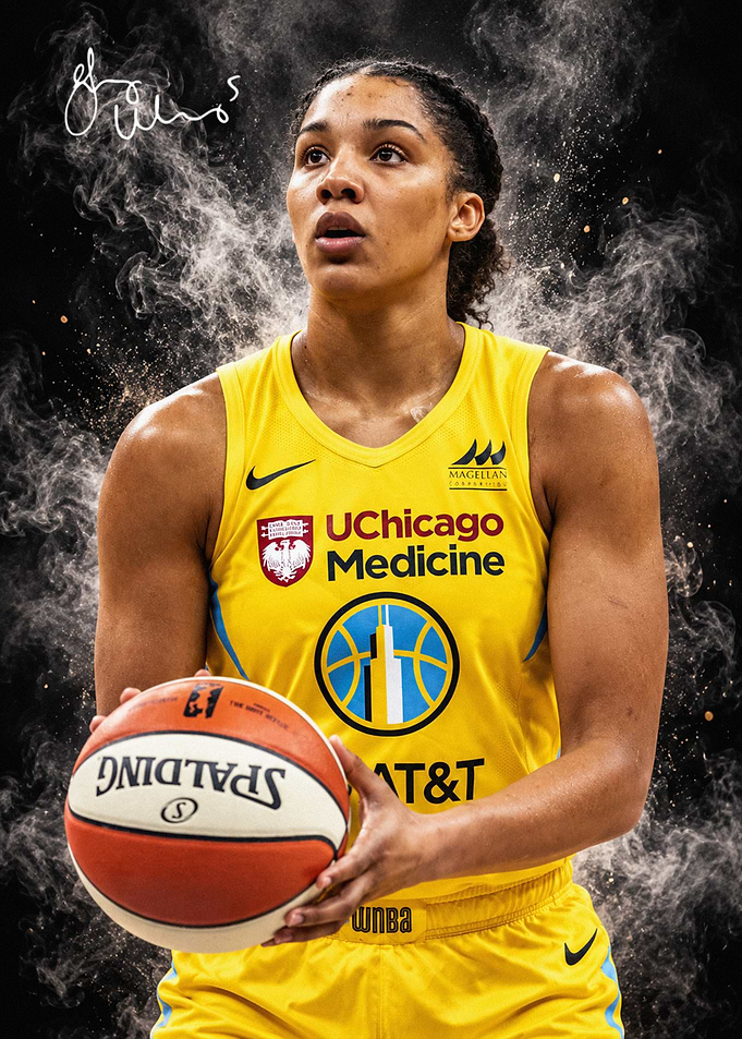 Gabby Williams WNBA Player Portrait with Basketball