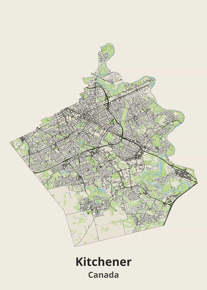 Kitchener Canada City Map Print