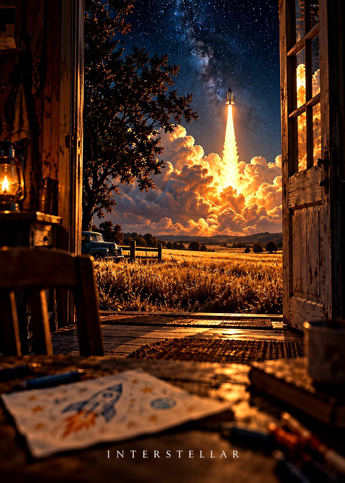 Rocket Launch Seen From Rustic Porch
