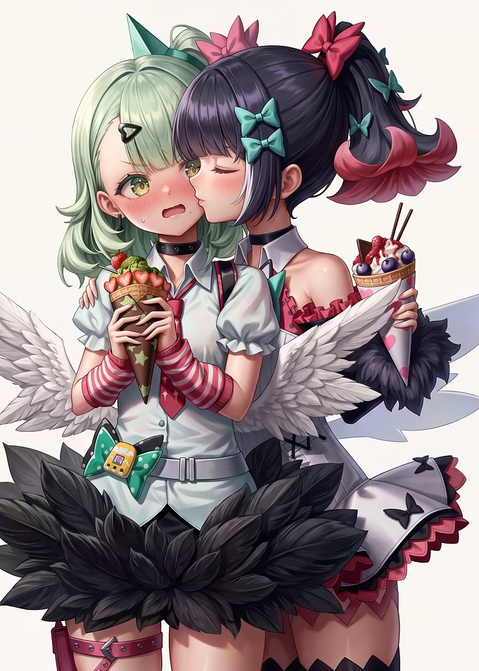 Anime Girls Sharing Sweet Treats