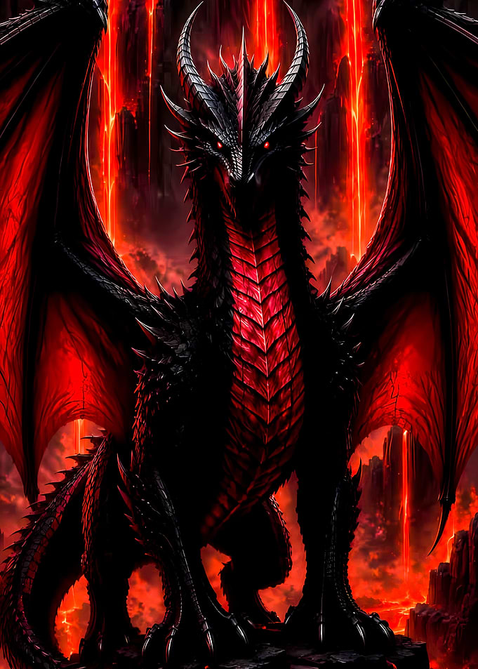 Majestic Black and Red Dragon