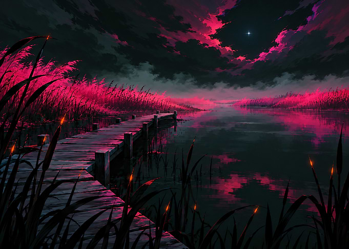 Neon Pink Pier at Night
