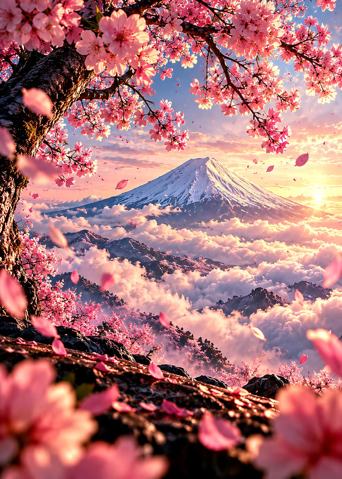 Mount Fuji with Cherry Blossoms