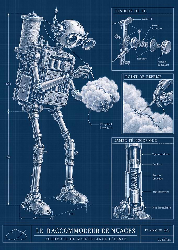 Cloud Mender Robot Blueprint Poster