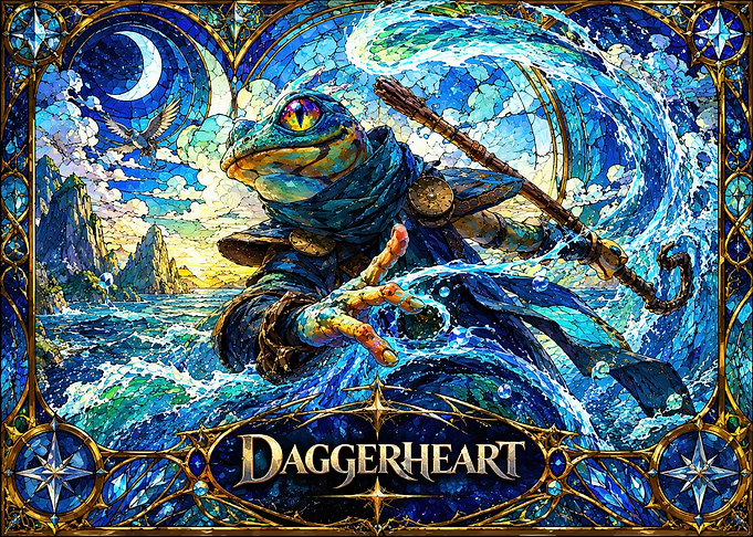 Daggerheart Frog Mage Stained Glass Art