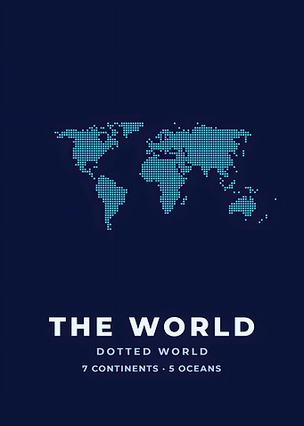 Dotted Neon Blue World Map Poster