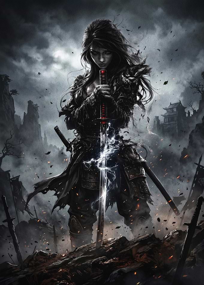 Dark Samurai Woman Dark Fantasy Art