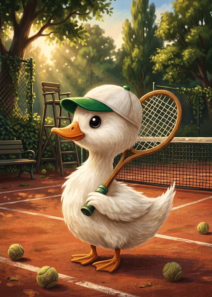 Cute Duckling Tennis Player