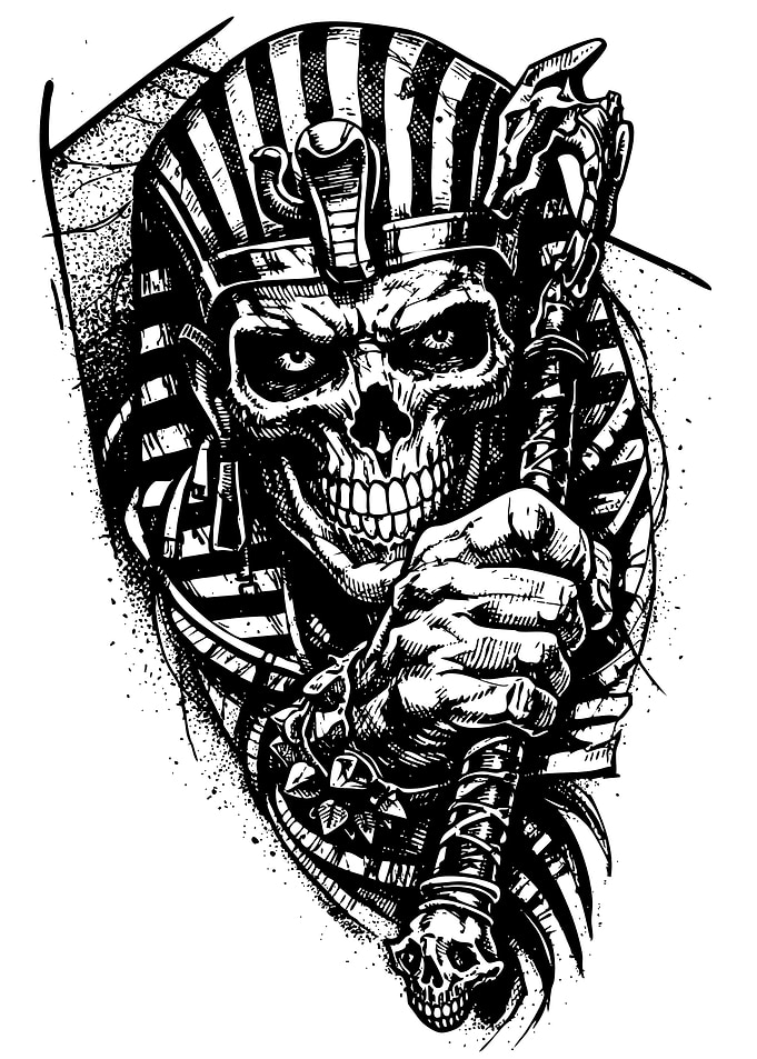 Pharaoh Skull Warrior Illustration