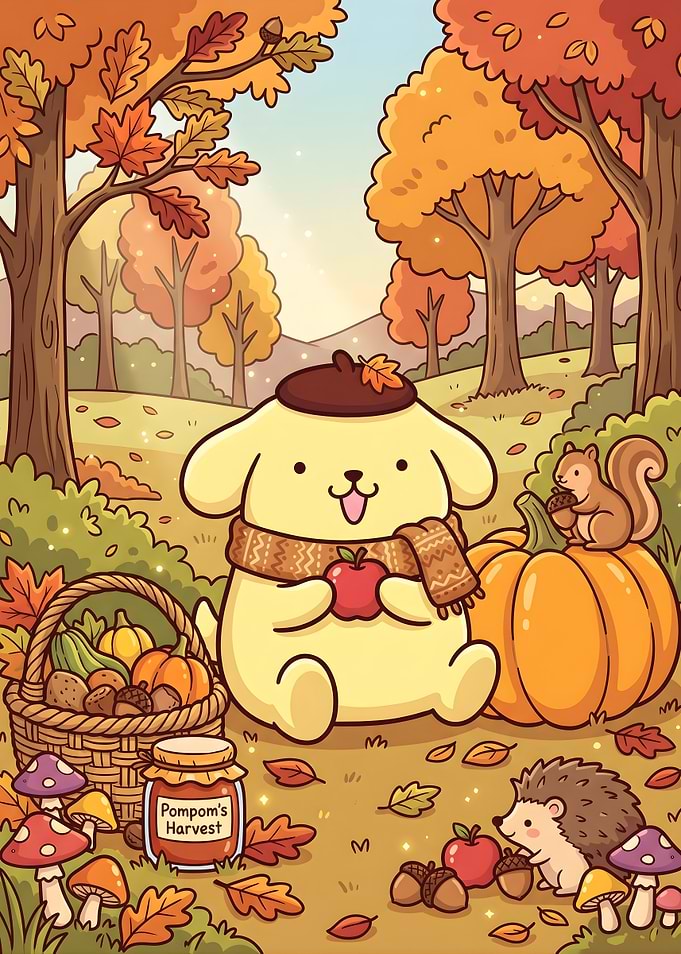 Pompompurin Autumn Harvest Illustration