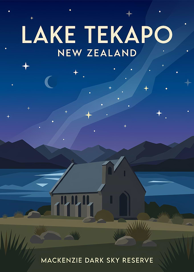 Lake Tekapo New Zealand Travel Poster