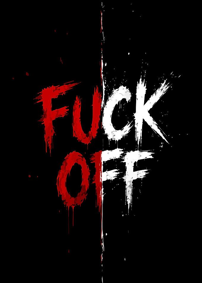 Bold Red and White Text Art