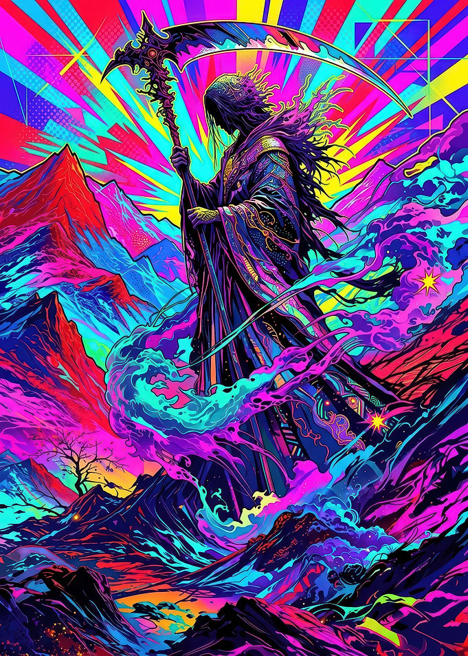Psychedelic Grim Reaper Fantasy Art
