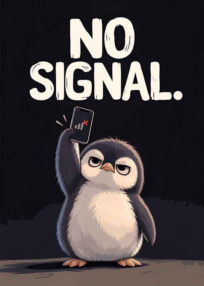 Lost Connection Funny Cute Penguin Artwork