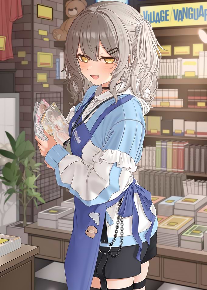 Anime Girl Working in Bookstore