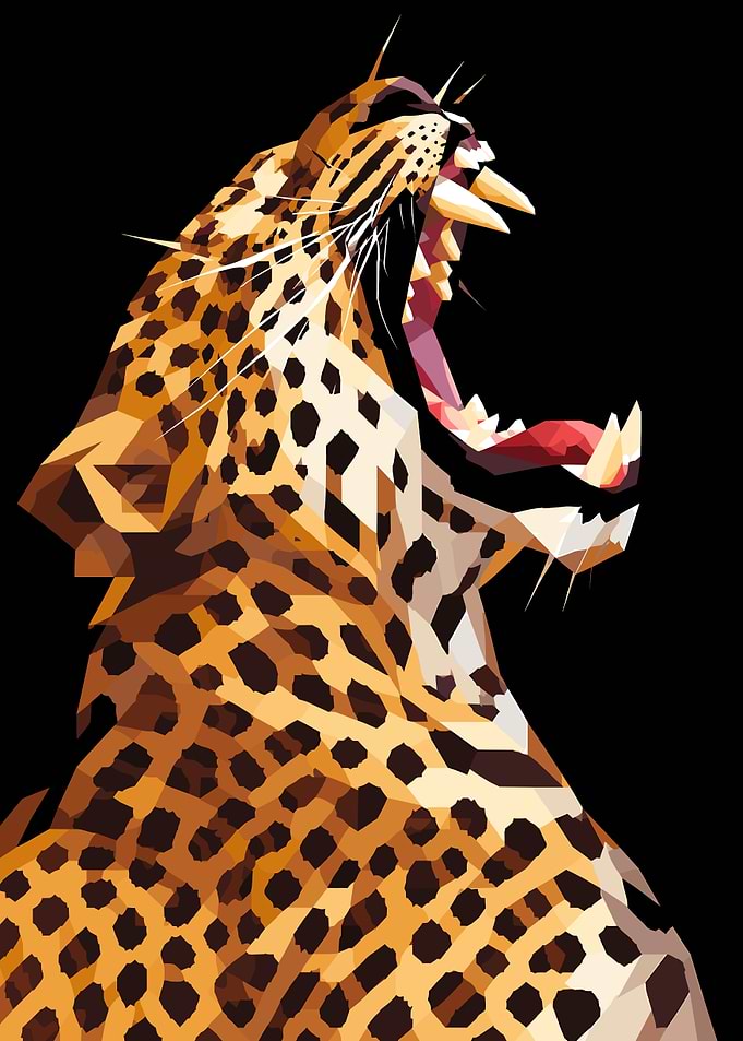Geometric Low Poly Leopard Roar