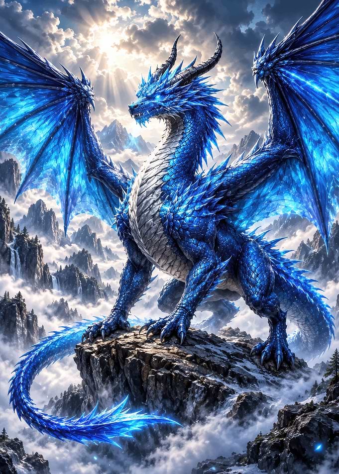 Majestic Blue Crystal Dragon