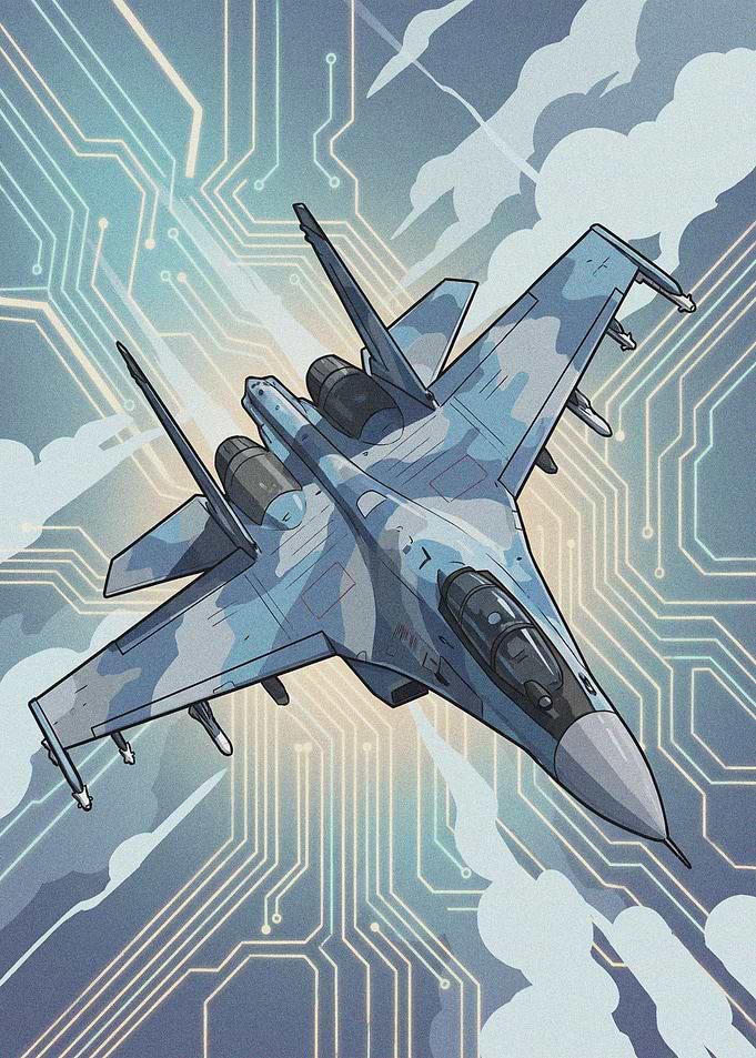 Digital Fighter Jet Circuit Art