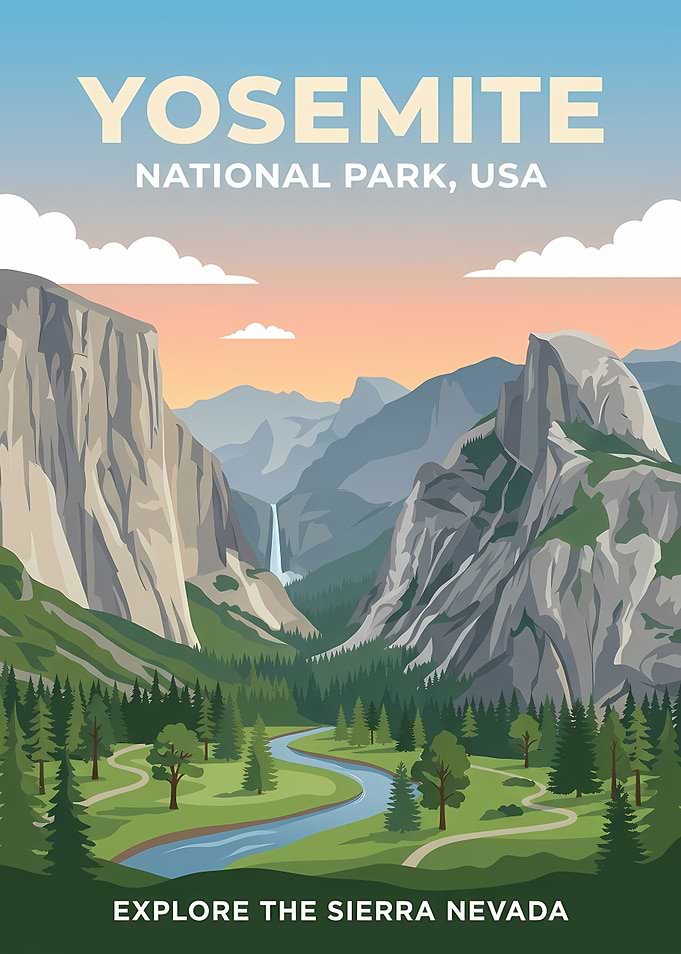 Yosemite National Park Travel Poster