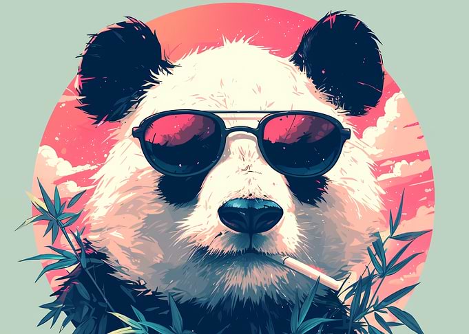 Cool Panda with Sunglasses and Cigarette