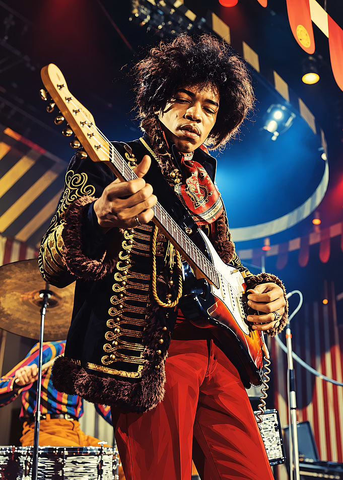 Jimi Hendrix Performing on Stage