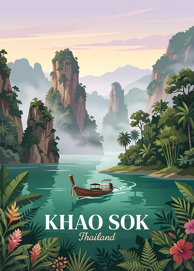 Khao Sok Thailand Travel Poster