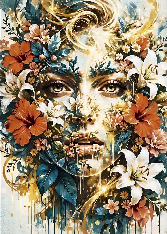 Ethereal Floral Portrait of a Woman
