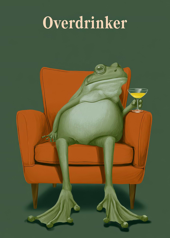 Overdrinker Frog in Orange Chair