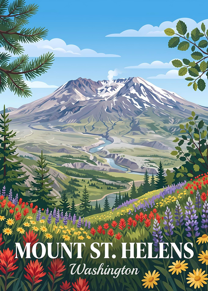 Mount St. Helens Travel Poster