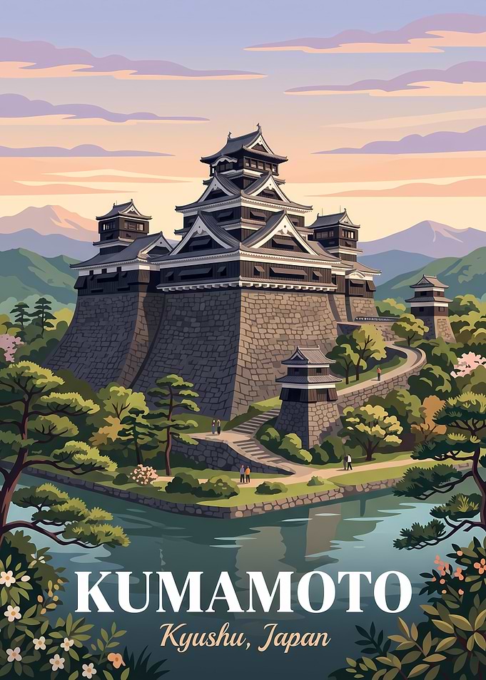 Kumamoto Castle Travel Poster