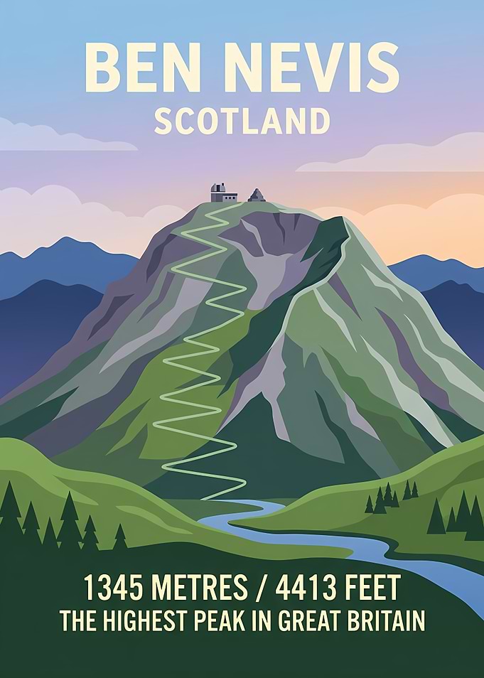 Ben Nevis Scotland Travel Poster