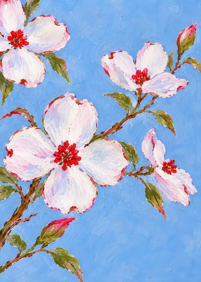 Impressionist Dogwood Flowers Painting
