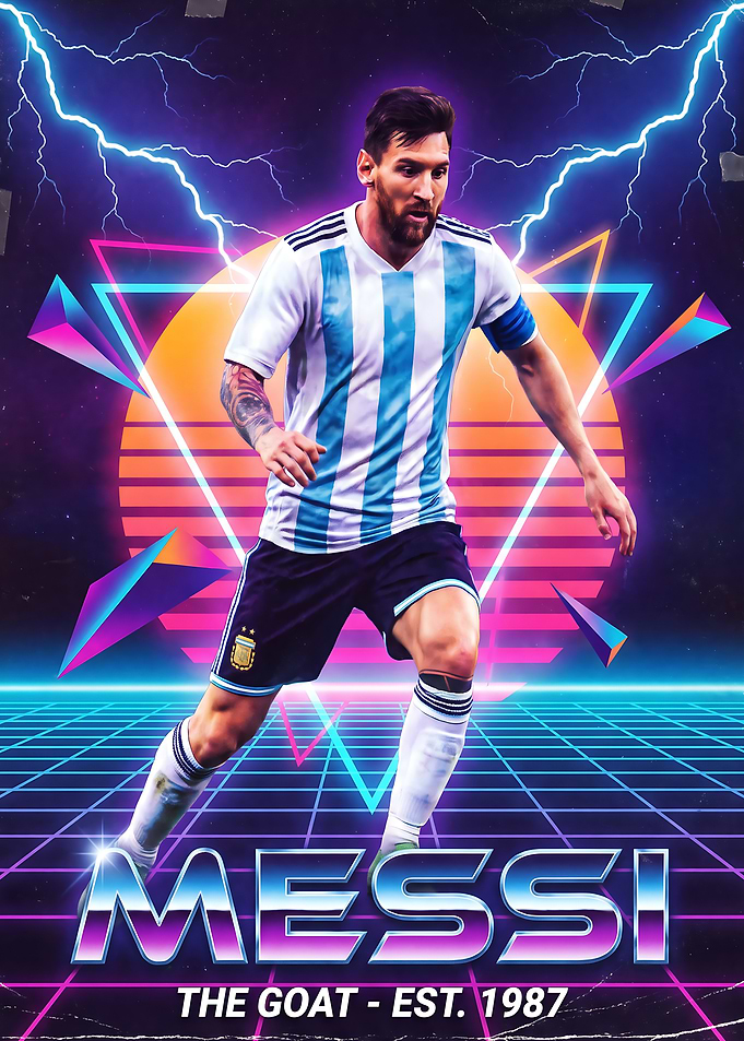 Lionel Messi Retro Synthwave Poster