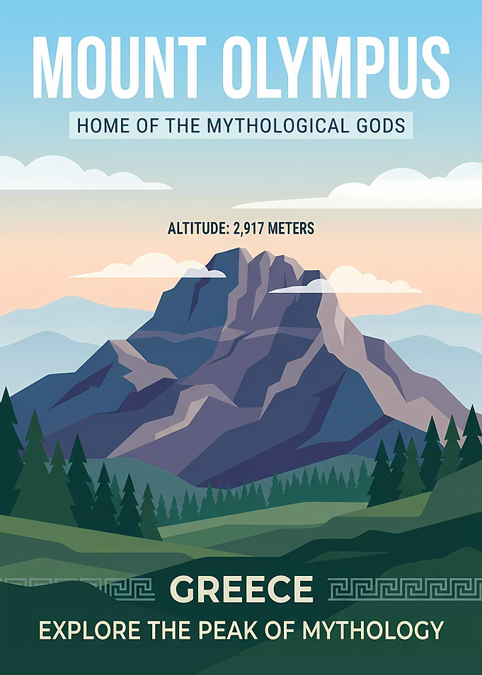 Mount Olympus Travel Poster