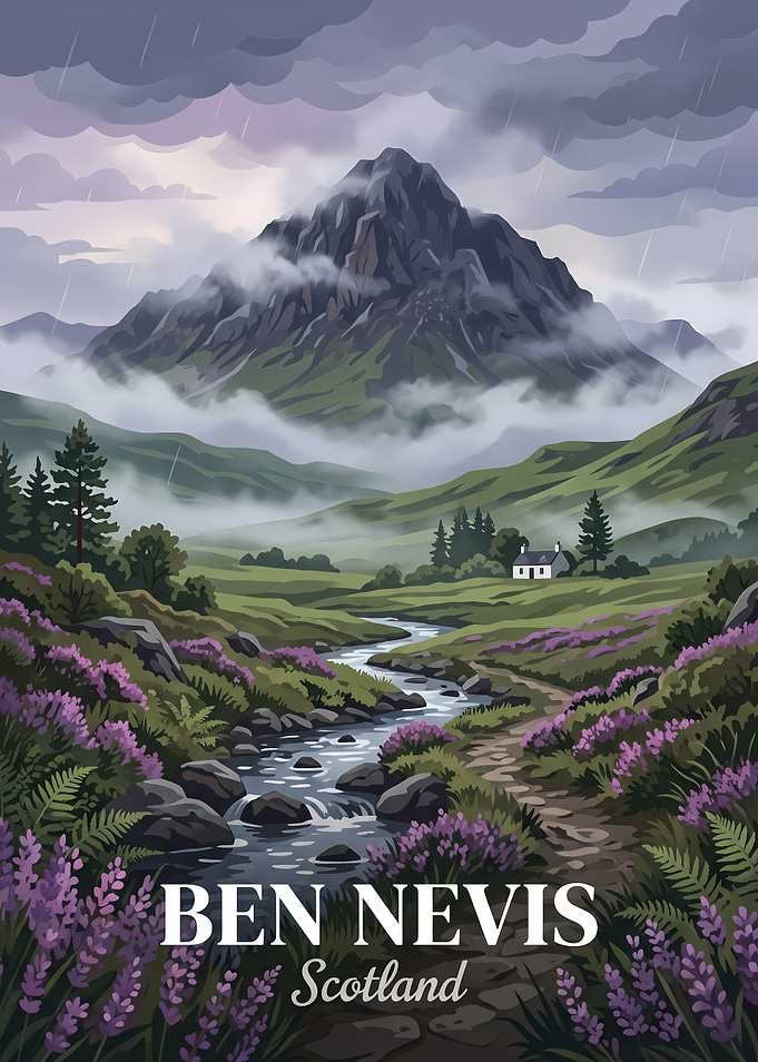 Ben Nevis Scotland Travel Poster