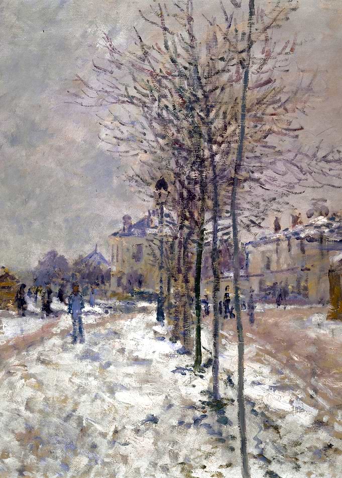 The Snow-Covered Boulevard de Pontoise in Argenteuil by Claude Monet Winter Landscape Painting