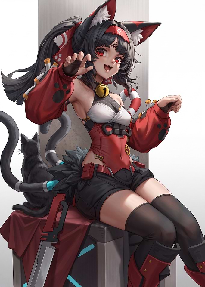 Anime Cat Girl Warrior Character