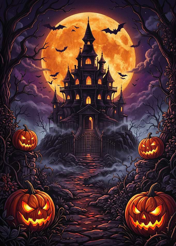 Haunted Castle Spooky Gothic Art