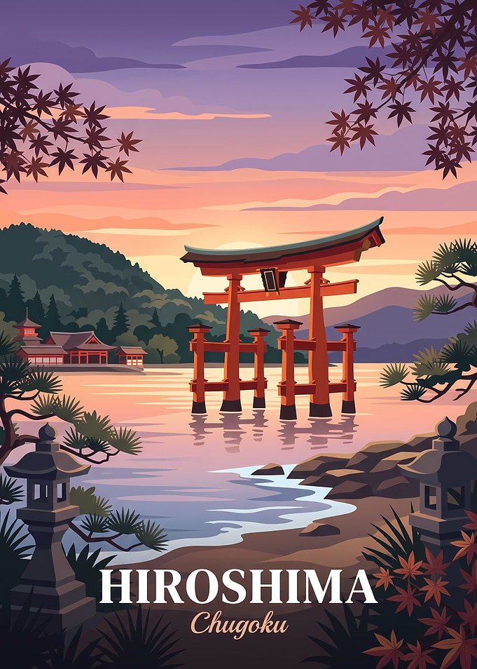 Hiroshima Miyajima Torii Gate Travel Poster