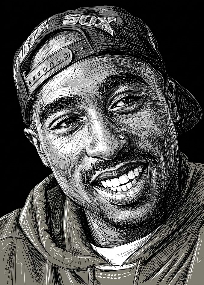 Tupac Shakur Sketch Portrait