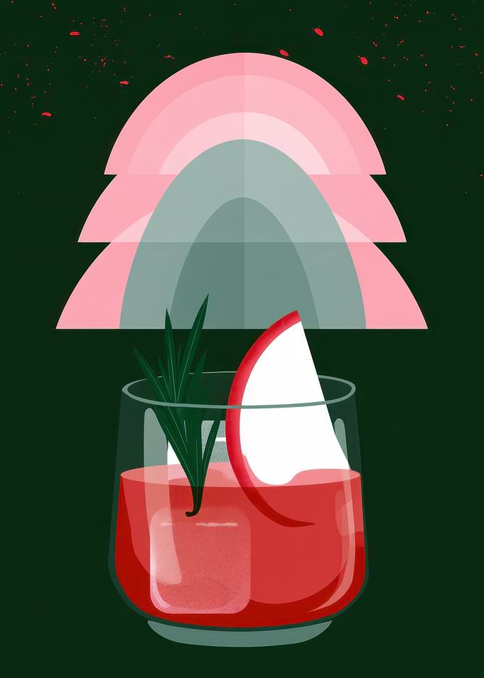 Minimalist Red Cocktail Illustration