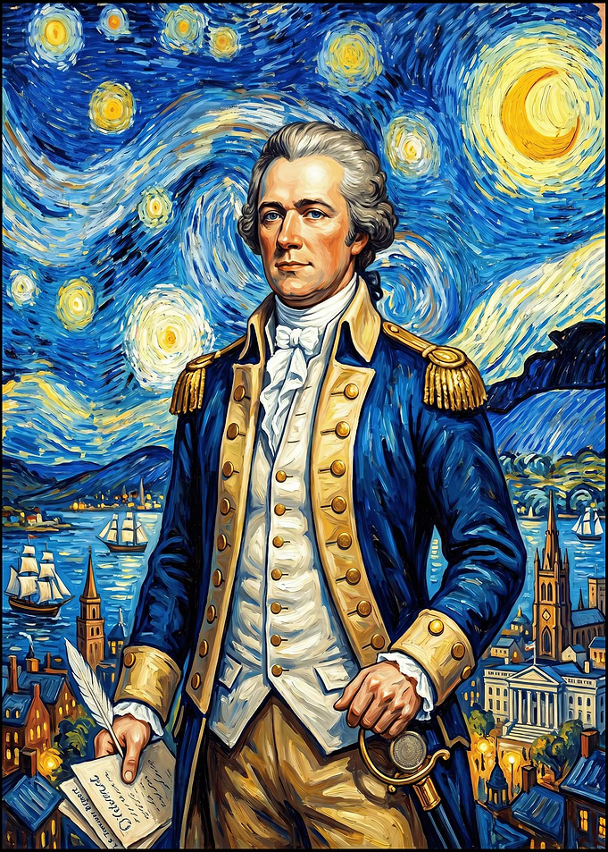 Alexander Hamilton Starry Night Portrait
