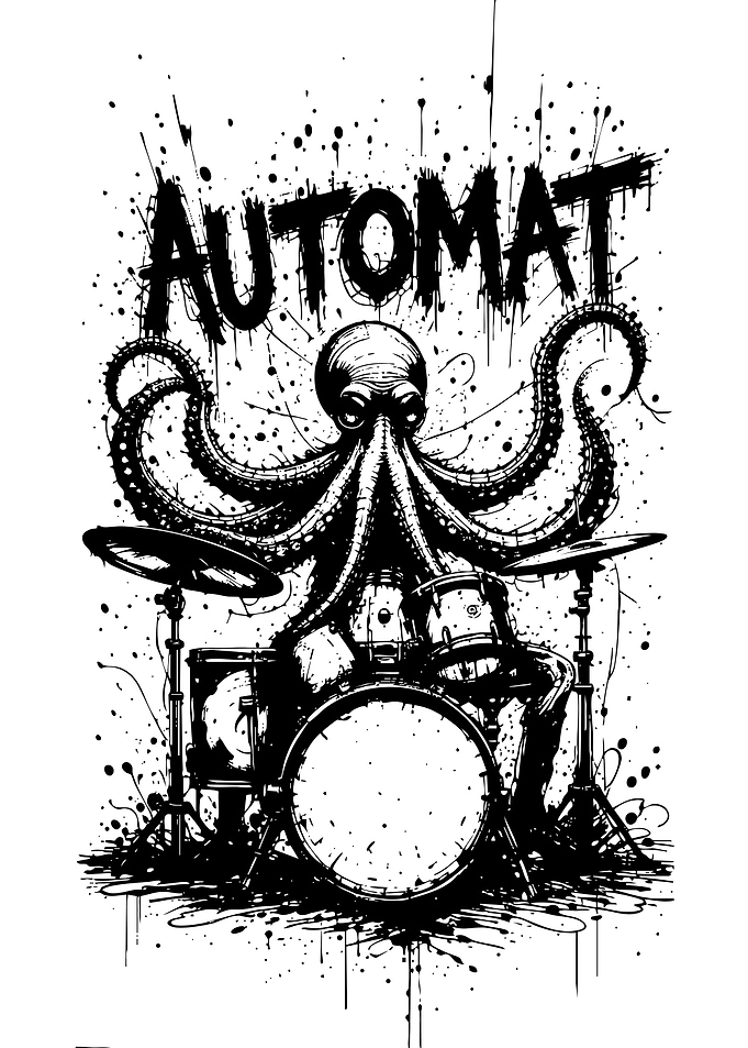 Octopus Drummer Grunge Illustration