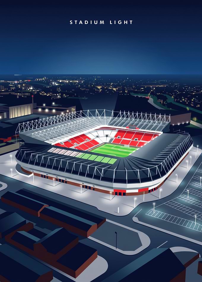 Stadium Light Night View Poster