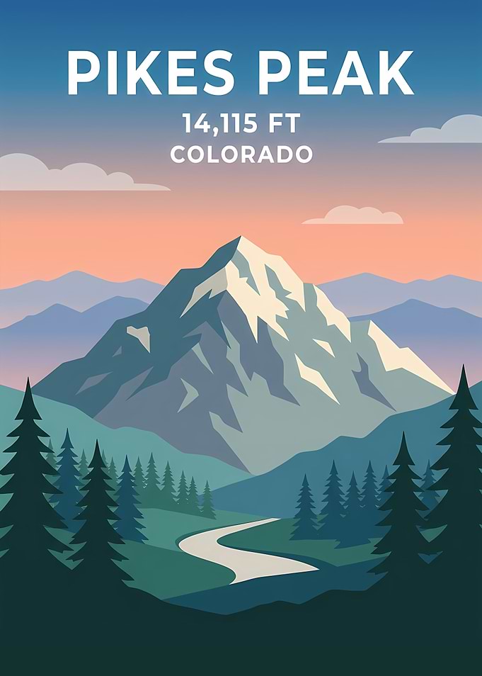 Pikes Peak Colorado Travel Poster