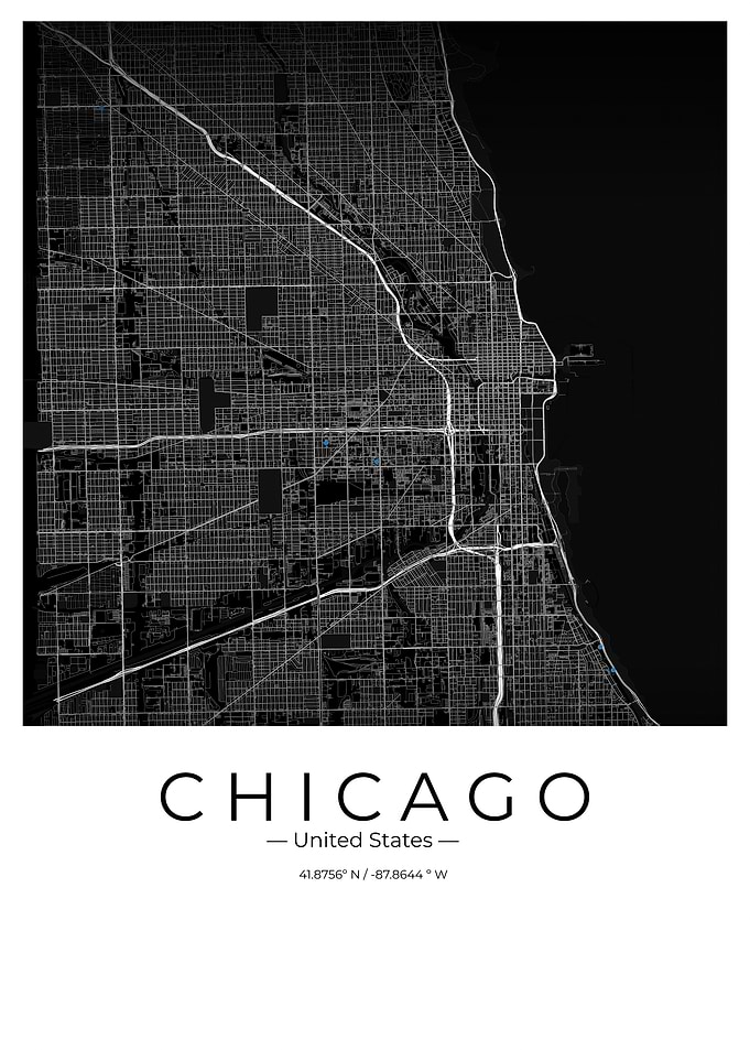 Minimalist Chicago City Map Poster United States