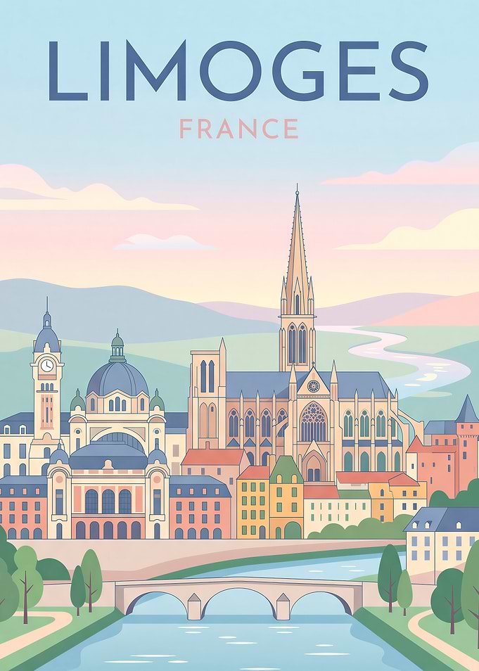 Limoges France Travel Poster