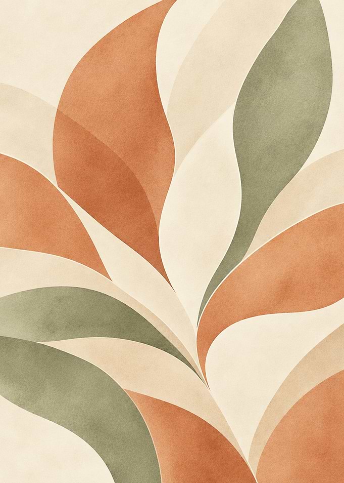 Abstract Mid-Century Modern Leaf Pattern